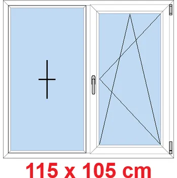 Okno Soft Dvoukřídlé plastové okno 115x105 cm, FIX+OS