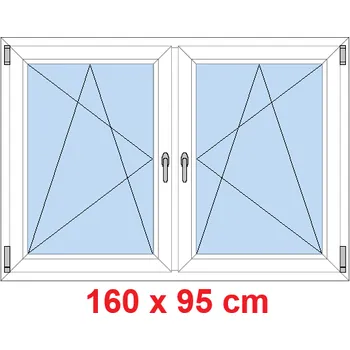 Okno Soft Dvoukřídlé plastové okno 160x95 cm, OS+OS, se sloupkem