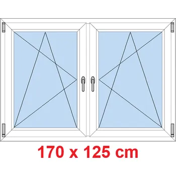 Okno Soft Dvoukřídlé plastové okno 170x125 cm, OS+OS, se sloupkem