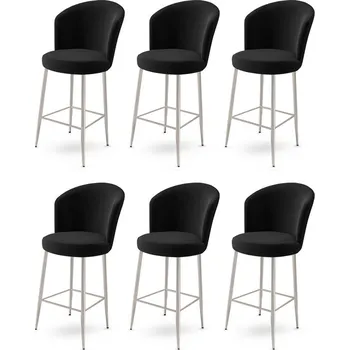 Barová židle Bar Stool Set (6 Pieces) Fora - Black, Chrome