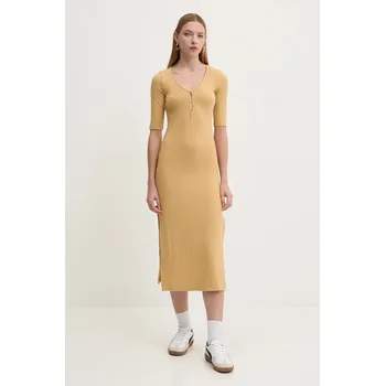 Dámské šaty Šaty Billabong Take Time žlutá barva, midi, EBJKD00107 17X, vel. L