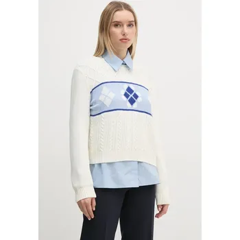 Dámský svetr Svetr z vlněné směsi United Colors of Benetton dámský, béžová barva, lehký, 1335E10B4 01X, vel. M