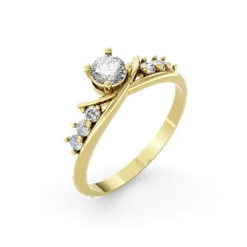 Prsten Couple, Luxusní prsten Solenne, žluté zlato se zirkony, vel. 52, prům. 16.6 mm, 585-66-1-0321.0Z00.0.52.001