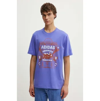 Pánské tričko Bavlněné tričko adidas Originals fialová barva, s potiskem, IZ2584 45X, vel. S