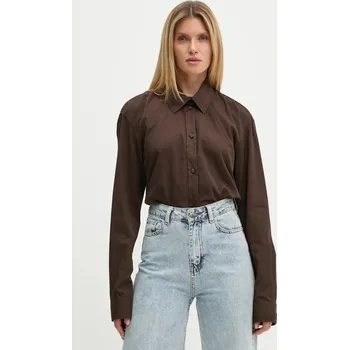 Pánská košile Bavlněná košile Won Hundred hnědá barva, relaxed, s klasickým límcem, 3189-14235 3189.14235 89X, vel. 38