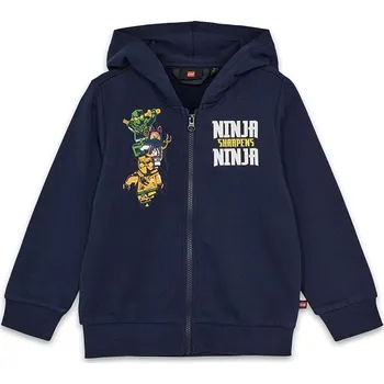 Chlapecká mikina Dětská bavlněná mikina Lego LWSCOUT 700 tmavomodrá barva, s kapucí, s potiskem, 12011339 59X, vel. 92