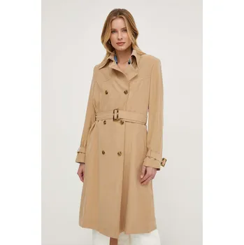 Dámský kabát Kabát United Colors of Benetton dámský, béžová barva, přechodný, dvouřadový 23ZXDN05U 80X, vel. L