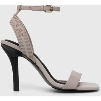 Dámské sandále Sandály Tommy Hilfiger SPORTY LEATHER HIGH HEEL SANDAL FW0FW07795 šedá 09X, EUR 39