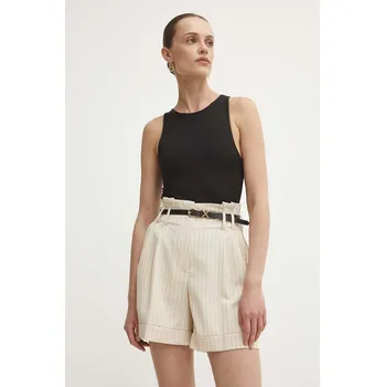 Dámské kraťasy Kraťasy Answear.LAB dámské, béžová barva, vzorované, high waist PC106.HWK 80X, vel. L