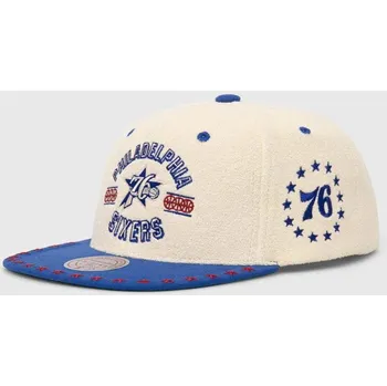Kšiltovka Kšiltovka Mitchell&Ness Philadelphia 76ERS béžová barva, s aplikací, HHSS7510-P76YYPPPOFWH HHSS7510.P76YYPPPOFWH 01X, vel. ONE SIZE