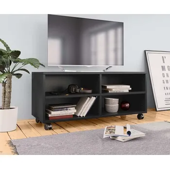 Televizní stolek vidaXL TV skříňka na kolečkách 90x35x35cm kompozitní dřevo [800185] Barva: Černá