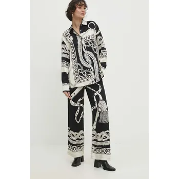 Dámské kalhoty Kalhoty Answear.LAB dámské, černá barva, jednoduché, high waist t595.iw 99X, vel. M