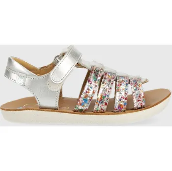 Dívčí sandály Dětské kožené sandály Shoo Pom stříbrná barva O4PLBA0407.24.27 SLV, EUR 24