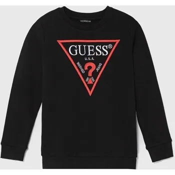 Chlapecká mikina Dětská bavlněná mikina Guess černá barva, s aplikací L3BQ35.KAUG0.PPYH 99X, vel. 166-175