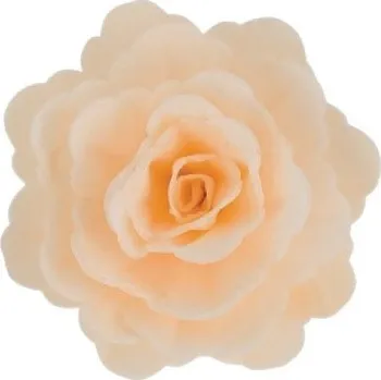 Jedlá dekorace na dort Dekorace oplatková - Růže velká 55 mm, krémová, 15 ks