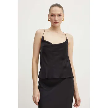 Hedvábný top Custommade Yuliana černá barva, 999312115 99X, vel. 38