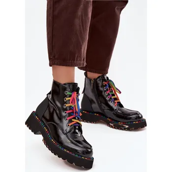 Dámské kozačky Kožené lakované dámské kotníkové boty Artiker 57C0064 Barva: Černá, Velikost: 37