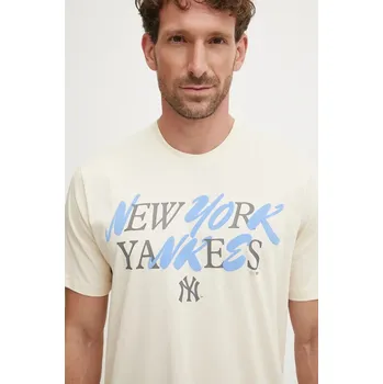 Pánské tričko Bavlněné tričko 47 brand MLB New York Yankees béžová barva, s potiskem, BB017TEPUFF636101Y0 01X, vel. S