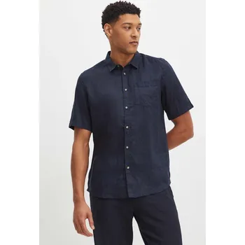 Pánská košile Lněná košile Medicine pánská, tmavomodrá barva, regular, s klasickým límcem RS24.KKM071 59X, vel. S