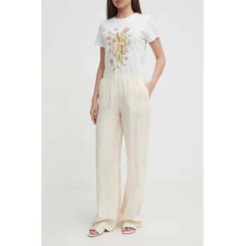 Dámské kalhoty Plátěné kalhoty Seidensticker béžová barva, široké, high waist, 60.136273 01X, vel. 34