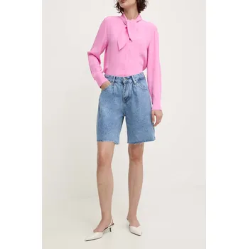 Dámské kraťasy Džínové šortky Answear.LAB dámské, hladké, high waist a1027.IKK modrá 55X, vel. XL