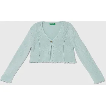 Dívčí svetr Dětský kardigan s příměsí lnu United Colors of Benetton 139GG600D.P.Seasonal tyrkysová 66X, vel. 90