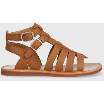 Dívčí sandály Dětské kožené sandály Pom D'api hnědá barva O1GLAA04R1.28.30 82X, EUR 29
