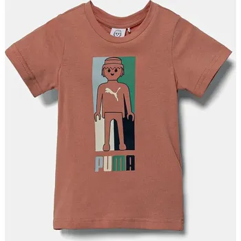 Chlapecké tričko Dětské bavlněné tričko Puma X PLAYMOBIL 627388 oranžová 24X, vel. 116