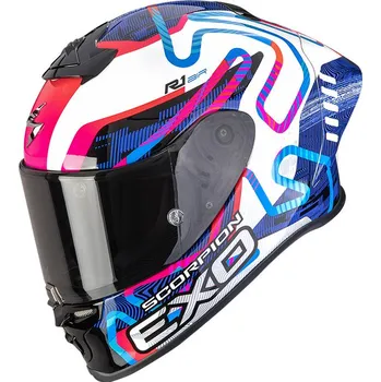 Motodoplněk SCORPION přilba EXO-R1 EVO II AIR Cornering white/blue/pink - L