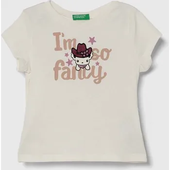 Chlapecké tričko Dětské bavlněné tričko United Colors of Benetton béžová barva 3I1XG10DI.P.Seasonal 01X, vel. 82