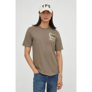 Pánské tričko Bavlněné tričko G-Star béžová barva, s potiskem D23901.336 08X, vel. S