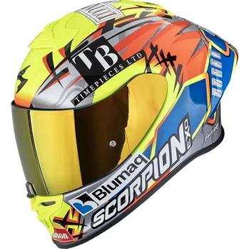 Motodoplněk SCORPION přilba EXO-R1 EVO II AIR Aron Misano silver/neon yellow/blue - 2XL