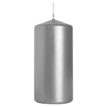 Svíčka Svíčka válec 5 x 10 cm, metalická stříbrná