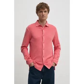 Pánská košile Bavlněná košile United Colors of Benetton růžová barva, regular, s klasickým límcem, 5WMYUQ052 30X, vel. L