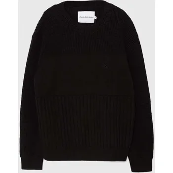 Pánský svetr Dětský bavlněný svetr Calvin Klein Jeans černá barva, IB0IB02156 IB0IB02156.9BYH 99X, vel. 128