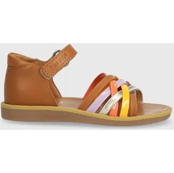 Dívčí sandály Dětské kožené sandály Pom D'api hnědá barva O1CSAA0401.24.27 82X, EUR 25
