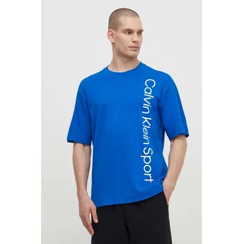 Pánské tričko Bavlněné tričko Calvin Klein Performance s potiskem 00GMS4K173 modrá 55X, vel. S