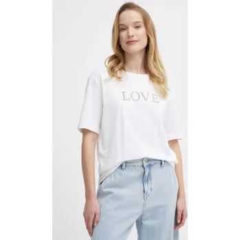 Pánské tričko Bavlněné tričko Sisley bílá barva 3AIRL1056 00X, vel. M