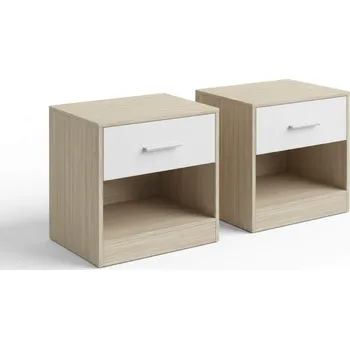 Noční stolky NOVERA sada 2 ks 39x28 cm, béžové/bílé