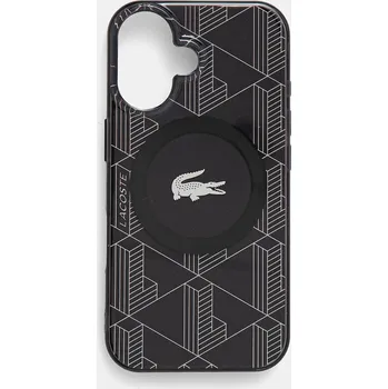 Pouzdro na mobilní telefon Obal na telefon Lacoste iPhone 16 6.1 černá barva, LCHMP16SUBSK 99X, vel. ONE SIZE