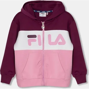 Chlapecká mikina Dětská mikina Fila BAAR-EBENHAUSEN růžová barva, s kapucí, vzorovaná, FAK0203 FAK0203.G 30X, vel. 86-92