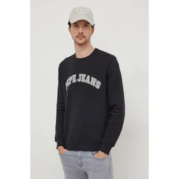 Pánská mikina Bavlněná mikina Pepe Jeans Raven pánská, černá barva, s potiskem, PM582555 99X, vel. M