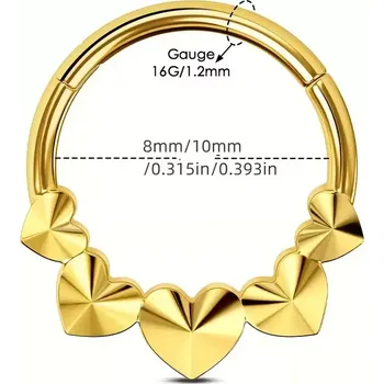 Piercing Piercingový kroužek s motivem srdcí z chirurgické oceli 316L SENLANSPKR08 (Ocelový kroužek se srdíčky – 316L SENLANSPKR08)