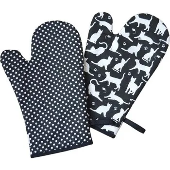 Chňapka Šatoli.cz Kuchyňská rukavice Kočky na černé 2 ks