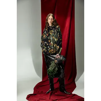 Dámská mikina Mikina Medicine dámská, černá barva, s kapucí, vzorovaná RW25-BLD850 99A, vel. L