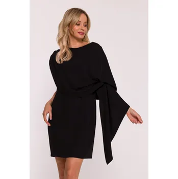 Dámské šaty Šaty s asymetrickým přehozem Stylove S423 černé EU velikost: S