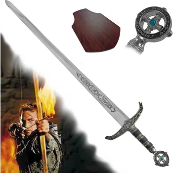 Replika zbraně AF Honosný středověký meč "LOCKSLEY" s plaketou