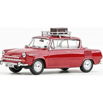 Škoda 1100MBX 1969 Červená Rubínová se střešním nosičem a kufrem 1:43 Škoda 1100 MBX - kovový model auta