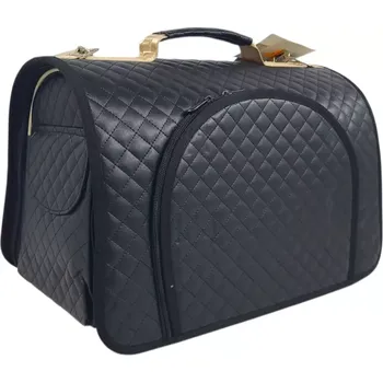 Taška pro psa a kočku Kožená cestovní taška na psa 43x27x27 Černý