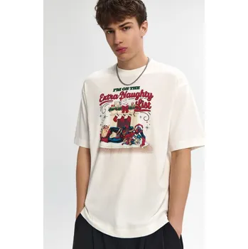 Pánské tričko Vánoční tričko Deadpool - L - House - krémový - 955IB-01X